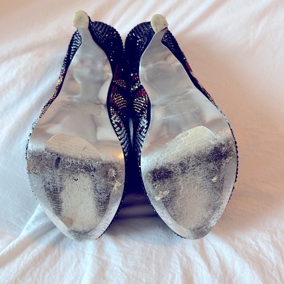 Mascotte “Linda 29” Rhinestone Studded Multicolored Platform 6” Heels Size 7.5 - Picture 8 of 13